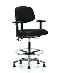 Neta ECOM Esd Vinyl High Bench Height Chair - Chrome Base Tilt