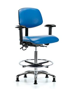 Neta ECOM Esd Vinyl High Bench Height Chair - Chrome Base Tilt