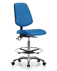 Neta ECOM Esd Vinyl High Bench Height Chair - Medium Back Chrome