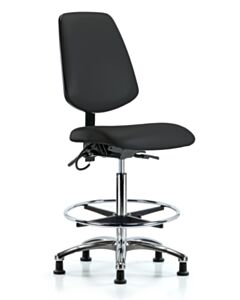 Neta ECOM Esd Vinyl High Bench Height Chair - Medium Back Chrome