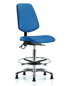 Neta ECOM Esd Vinyl High Bench Height Chair - Medium Back Chrome