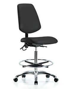 Neta ECOM Esd Vinyl High Bench Height Chair - Medium Back Chrome