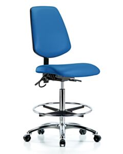 Neta ECOM Esd Vinyl High Bench Height Chair - Medium Back Chrome