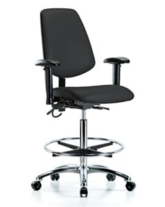 Neta ECOM Esd Vinyl High Bench Height Chair - Medium Back Chrome