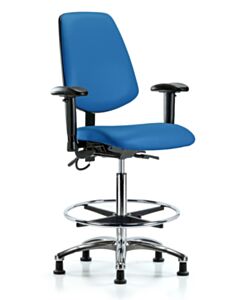 Neta ECOM Esd Vinyl High Bench Height Chair - Medium Back Chrome