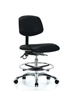 Neta ECOM Esd Vinyl Medium Bench Height Chair - Chrome Base Chrome