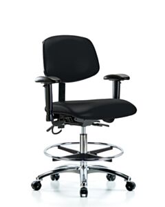 Neta ECOM Esd Vinyl Medium Bench Height Chair - Chrome Base Arms