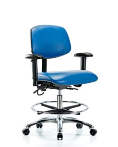 Neta ECOM Esd Vinyl Medium Bench Height Chair - Chrome Base Arms