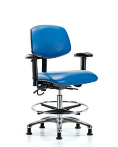 Neta ECOM Esd Vinyl Medium Bench Height Chair - Chrome Base Arms