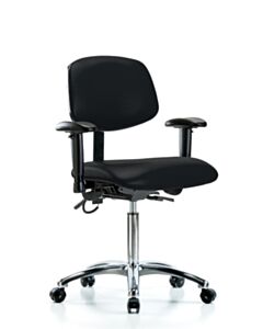 Neta ECOM Esd Vinyl Medium Bench Height Chair - Chrome Base Arms
