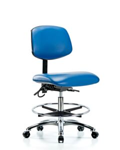Neta ECOM Esd Vinyl Medium Bench Height Chair - Chrome Base Tilt