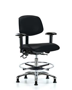 Neta ECOM Esd Vinyl Medium Bench Height Chair - Chrome Base Tilt