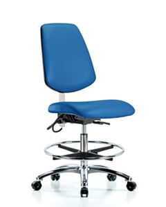 Neta ECOM Esd Vinyl Medium Bench Height Chair - Medium Back Chrome