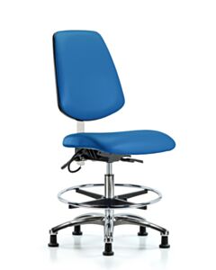 Neta ECOM Esd Vinyl Medium Bench Height Chair - Medium Back Chrome