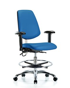 Neta ECOM Esd Vinyl Medium Bench Height Chair - Medium Back Chrome