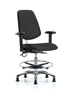 Neta ECOM Esd Vinyl Medium Bench Height Chair - Medium Back Chrome