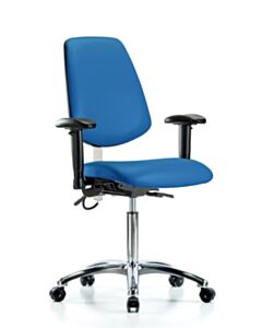 Neta ECOM Esd Vinyl Medium Bench Height Chair - Medium Back Chrome