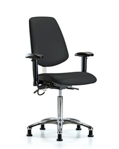 Neta ECOM Esd Vinyl Medium Bench Height Chair - Medium Back Chrome