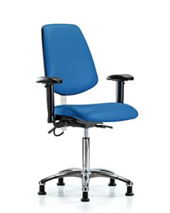 Neta ECOM Esd Vinyl Medium Bench Height Chair - Medium Back Chrome