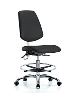 Neta ECOM Esd Vinyl Medium Bench Height Chair - Medium Back Chrome