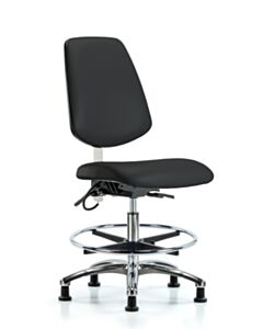 Neta ECOM Esd Vinyl Medium Bench Height Chair - Medium Back Chrome