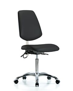 Neta ECOM Esd Vinyl Medium Bench Height Chair - Medium Back Chrome