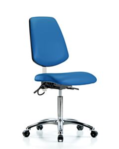 Neta ECOM Esd Vinyl Medium Bench Height Chair - Medium Back Chrome