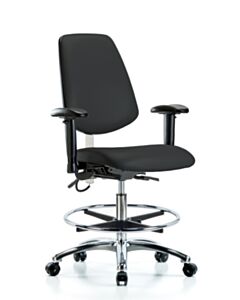 Neta ECOM Esd Vinyl Medium Bench Height Chair - Medium Back Chrome