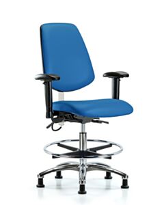Neta ECOM Esd Vinyl Medium Bench Height Chair - Medium Back Chrome