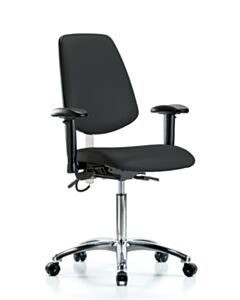 Neta ECOM Esd Vinyl Medium Bench Height Chair - Medium Back Chrome