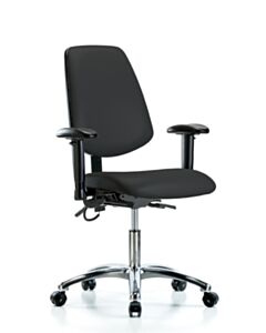 Neta ECOM Esd Vinyl Desk Height Chair - Medium Back Chrome Base