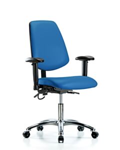 Neta ECOM Esd Vinyl Desk Height Chair - Medium Back Chrome Base