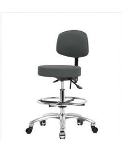 Neta ECOM Fabric Medium Bench Height Stool With Back - Chrome Base