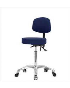Neta ECOM Fabric Medium Bench Height Stool With Back - Chrome Base