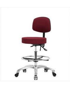 Neta ECOM Fabric Medium Bench Height Stool With Back - Chrome Base