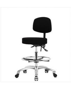 Neta ECOM Fabric Medium Bench Height Stool With Back - Chrome Base