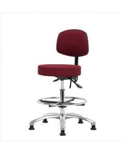 Neta ECOM Fabric Medium Bench Height Stool With Back - Chrome Base