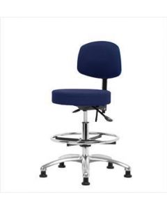 Neta ECOM Fabric Medium Bench Height Stool With Back - Chrome Base