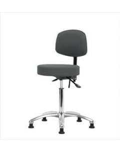 Neta ECOM Fabric Medium Bench Height Stool With Back - Chrome Base