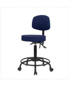 Neta ECOM Fabric Medium Bench Height Stool With Back - Round Tube