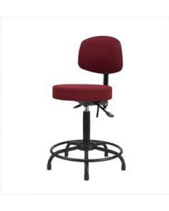 Neta ECOM Fabric Medium Bench Height Stool With Back - Round Tube