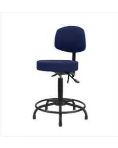 Neta ECOM Fabric Medium Bench Height Stool With Back - Round Tube