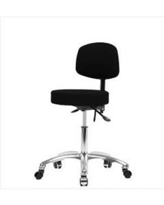 Neta ECOM Fabric Desk Height Stool With Back - Chrome Base Chrome