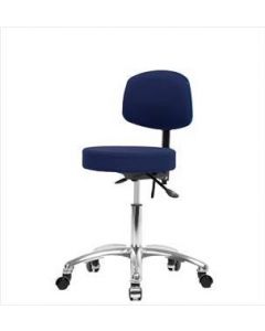 Neta ECOM Fabric Desk Height Stool With Back - Chrome Base Tilt