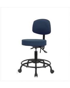 Neta ECOM Fabric Desk Height Stool With Back - Round Tube Base