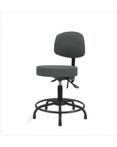 Neta ECOM Fabric Desk Height Stool With Back - Round Tube Base