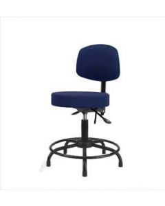 Neta ECOM Fabric Desk Height Stool With Back - Round Tube Base