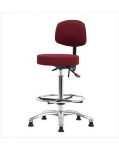 Neta ECOM Fabric High Bench Height Stool With Back - Chrome Base