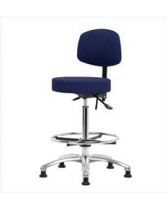 Neta ECOM Fabric High Bench Height Stool With Back - Chrome Base