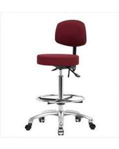 Neta ECOM Fabric High Bench Height Stool With Back - Chrome Base